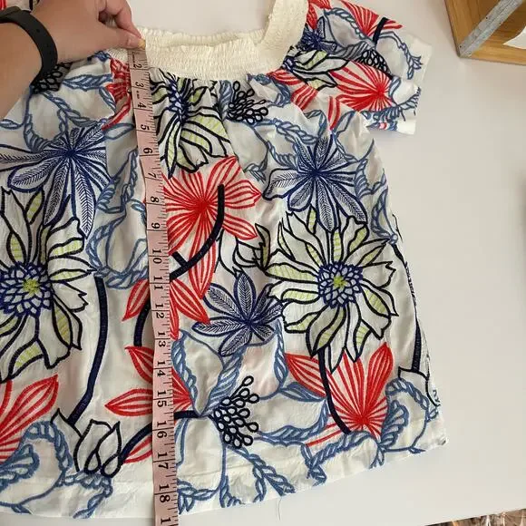 Skies Are Blue Women's White Floral Embroidered Off the Shoulder Top Size Small - Picture 6 of 11
